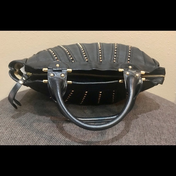 MAXX New York beaded leather bag. HUGE edgy tote - Picture 6 of 14